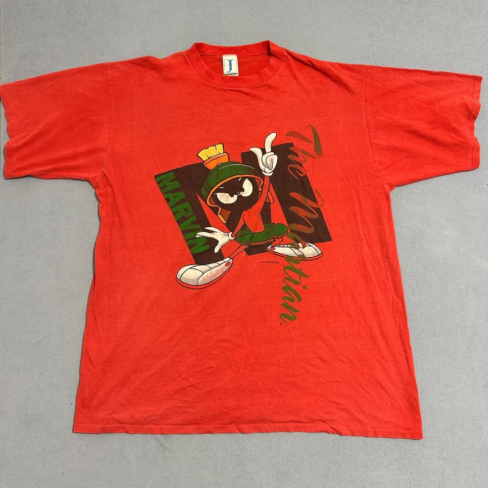 Vintage 1993 Marvin the Martian Looney Tunes Shirt‎ Red Jostens Mens OSFA
